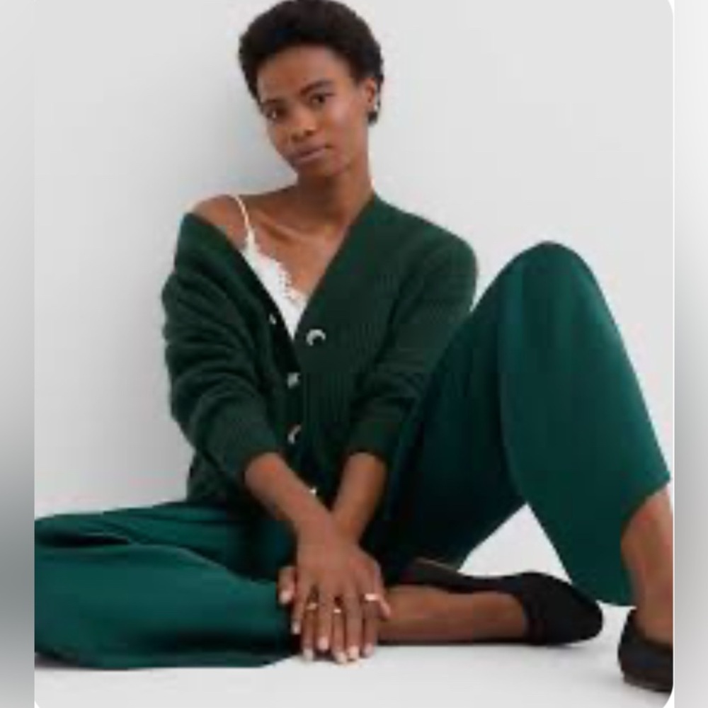 LOFT Forest Green V-Neck Cardigan w/Jeweled Star & Moon Buttons Size Large - Picture 8 of 11